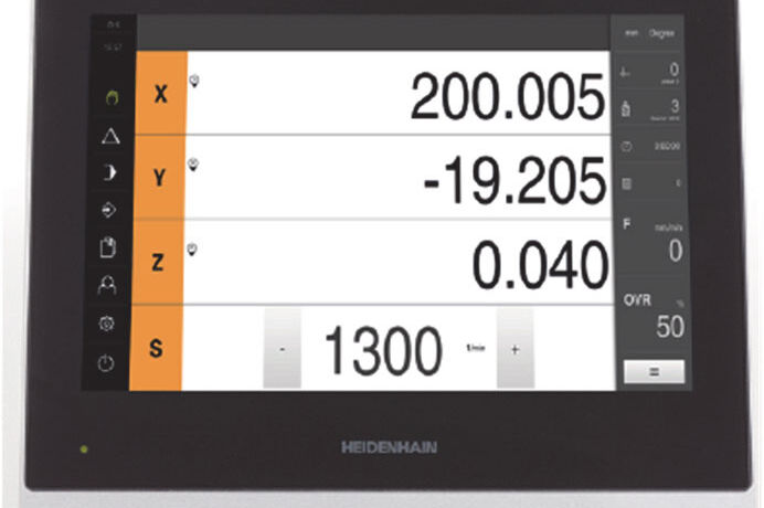 Digital display Heidenhain Positip 8016 with 12" touch screen for an optimal overview